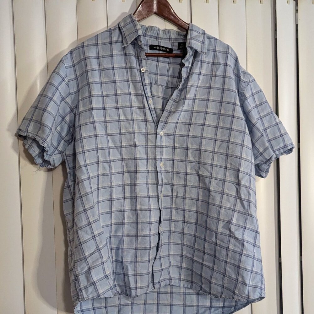 a[X]ist Men’s Blue Plaid Dress Shirt